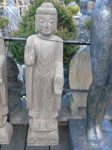 bouddha debout en pierre bleu patinée 80 cm, Enlèvement, Neuf, Pierre, Bouddha
