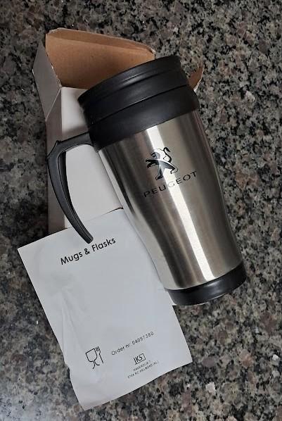 🎁 Mug isolé en inox objet publicitaire PEUGEOT, Sport en Fitness, Drinkbussen, Nieuw, Verzenden