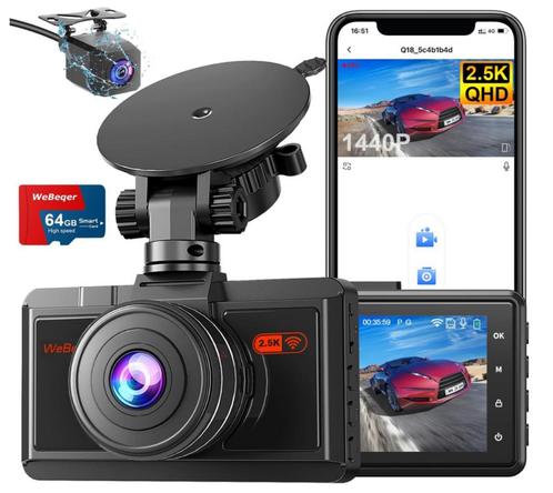 Dashcam Voiture 2.5K + Caméra de Recul 1080P wifi Neuve, Auto diversen, Dashcams, Nieuw, Ophalen of Verzenden