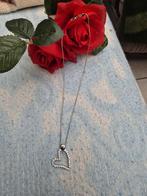 Zilveren ketting met hartje crystals hangertje 925 stempel, Ophalen of Verzenden, Zo goed als nieuw