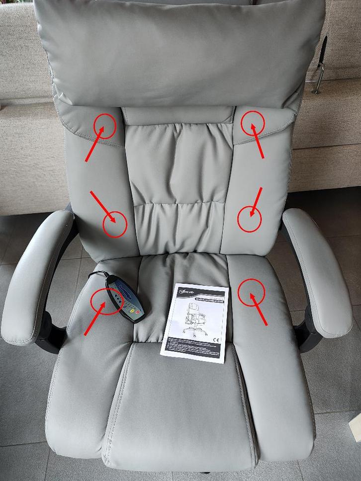 Fauteuil bureau 6 zones de massages, Huis en Inrichting, Bureaustoelen, Zo goed als nieuw, Bureaustoel, Grijs, Ophalen