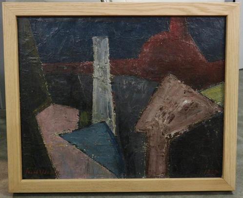 Fernand WESLY, abstracte compositie, Antiek en Kunst, Kunst | Schilderijen | Abstract, Ophalen of Verzenden