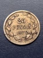 1872 Finland 25 penniä in zilver, schaars, Verzenden, Overige landen, Losse munt, Zilver