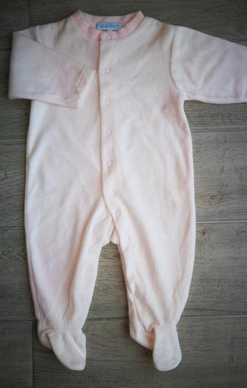 NIEUW - pastelroze fluwelen pyjama - Bout'chou - maat 68. beschikbaar voor biedingen