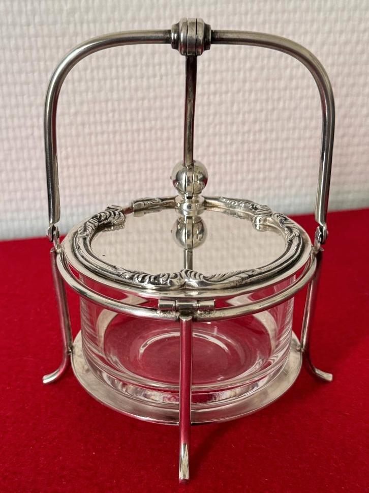 Wiskemann verzilverde mosterdpot, Antiek en Kunst, Antiek | Zilver en Goud, Zilver, Ophalen of Verzenden
