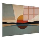 Bauhaus zonsondergang Glasschilderij 105x70cm + Ophangsystee, Antiek en Kunst, Verzenden