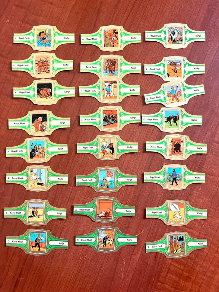 Tintin 24 royal flush sigaarringen, Verzamelen, Rookartikelen, Aanstekers en Luciferdoosjes, Zo goed als nieuw, Sigarenbandjes