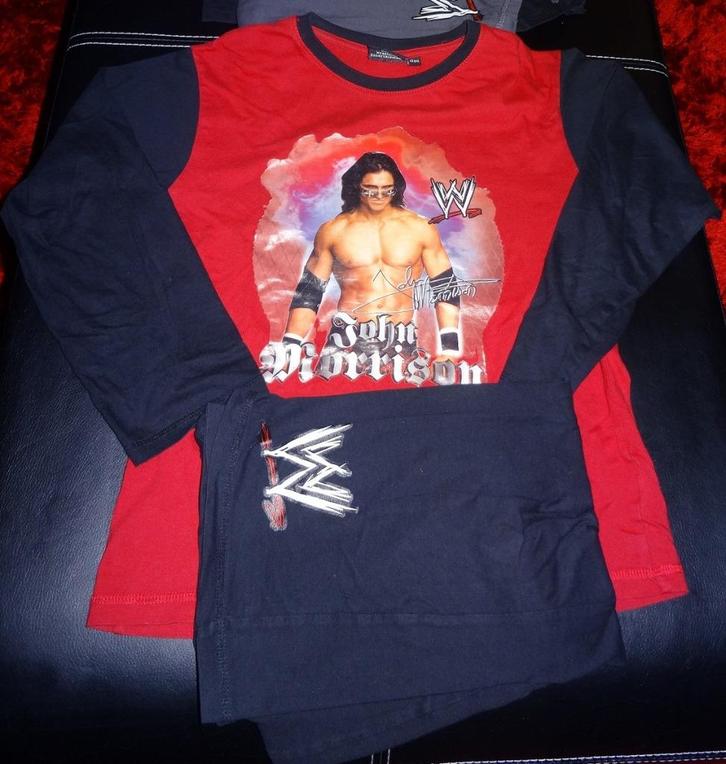 maat 152 12 pyjama lange mouwen John Morrison catch WWE, Kinderen en Baby's, Kinderkleding | Maat 152, Gebruikt, Jongen, Nacht- of Onderkleding