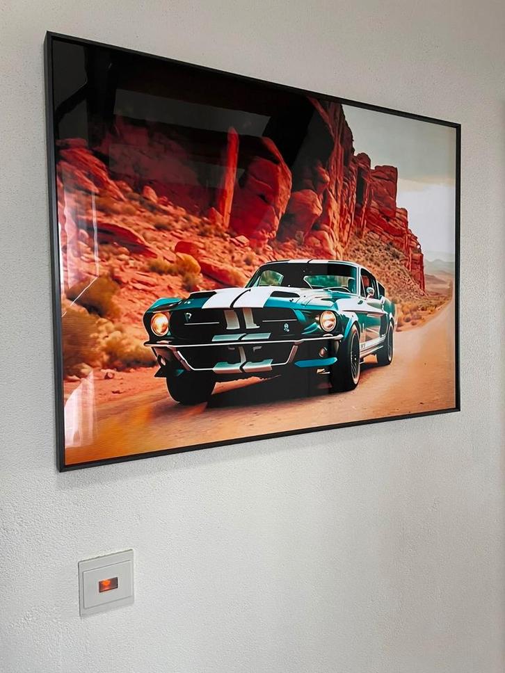 Moderne ingelijste afbeelding, glas in aluminum kader, Antiek en Kunst, Kunst | Schilderijen | Abstract, Ophalen