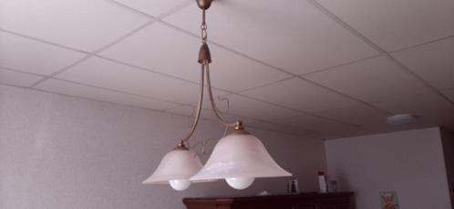 Huiskamerlamp / kamerlamp / hanglamp / lamp, Huis en Inrichting, Lampen | Hanglampen, Gebruikt, 50 tot 75 cm, Glas, Metaal, Ophalen
