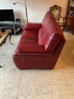 Salon en cuir rouge (3pl + 2pl + 1pl), Huis en Inrichting, Zetels | Zetels, Ophalen, Gebruikt, Overige maten, Rechte bank