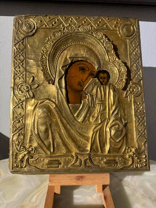 antiek Russisch-orthodox icoon. Onze Lieve Vrouw van Kazan, Antiek en Kunst, Kunst | Niet-Westerse kunst, Ophalen of Verzenden