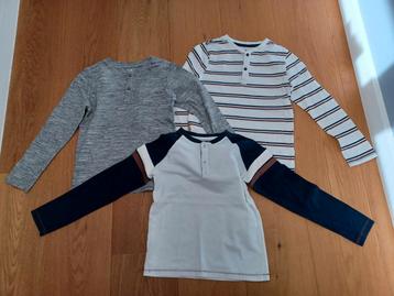 3pak longsleeves, maat 128 beschikbaar voor biedingen