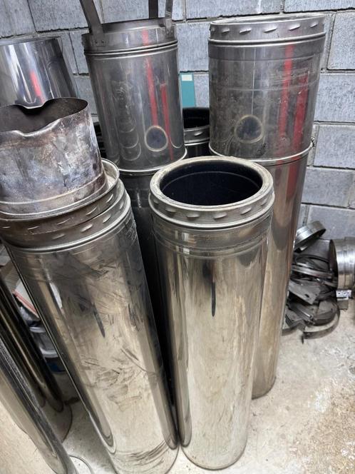 Inox dubbelwandige rookkanalen - meerdere stuks, Doe-het-zelf en Bouw, Verwarming en Radiatoren, Gebruikt, Ophalen