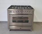 🍀Luxe Fornuis Boretti 90 cm rvs + rvs 6 pits 1 oven, Elektronische apparatuur, 60 cm of meer, 5 kookzones of meer, Vrijstaand