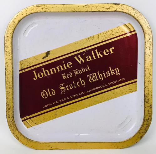 Plateau en métal vintage Johnnie Walker, Collections, Marques & Objets publicitaires, Utilisé, Ustensile, Enlèvement ou Envoi