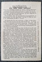 Gesneuveld Oostwinkel mei 1940 Bauwens Omer, Collections, Images pieuses & Faire-part, Enlèvement ou Envoi