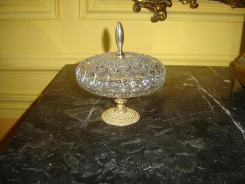 Magnifique ancien drageoir en cristal taillé et bronze doré, Antiek en Kunst, Antiek | Glaswerk en Kristal, Ophalen of Verzenden