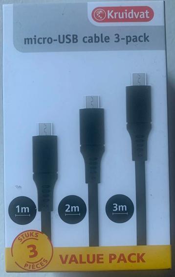 Micro-USB cable 3 pack (zwart)