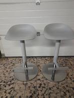 2 tabourets hauts de bar amovibles gris clair, Métal, 2 tabourets, Comme neuf, 60 à 90 cm
