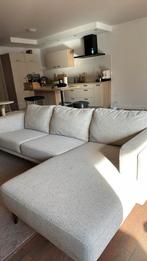 Bege Sofa with dark wood legs, Ophalen, Zo goed als nieuw, Overige materialen, "L" shape sofa