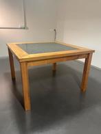 Houten tafel met granieten blad, Huis en Inrichting, Tafels | Eettafels, Ophalen, Gebruikt