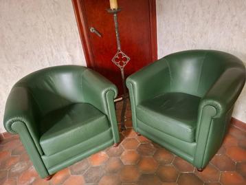 2 lederen zeteltjes dondergroen beschikbaar voor biedingen
