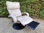 Comfortabele lederen relaxzetel, Huis en Inrichting, Ophalen, Gebruikt, Minder dan 75 cm, Metaal