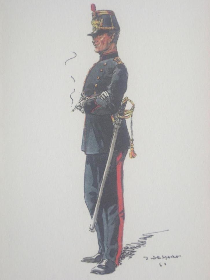 Écoles & services série J. Demart de 5 illustrations de 1950, Verzamelen, Militaria | Algemeen, Landmacht, Overige typen, Verzenden