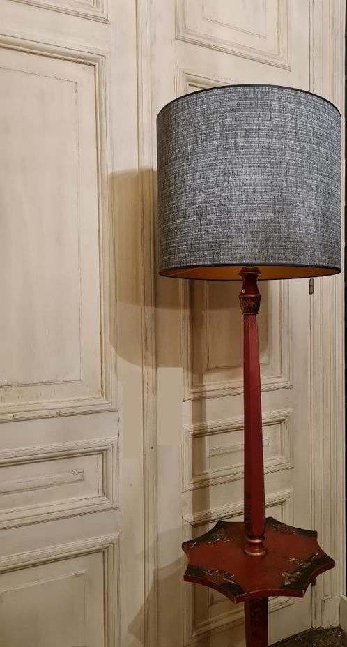 Old handpainted Chinoiserie staanlamp met nieuw zijden kap, Antiek en Kunst, Antiek | Verlichting, Ophalen