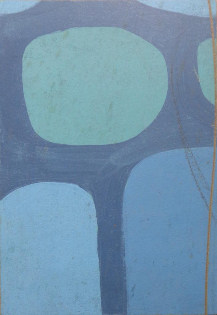 ABSTRACTE SCHOOL / VINTAGE GEOMETRIE / OLIEVERF / 38x26cm, Antiek en Kunst, Kunst | Schilderijen | Modern, Ophalen of Verzenden