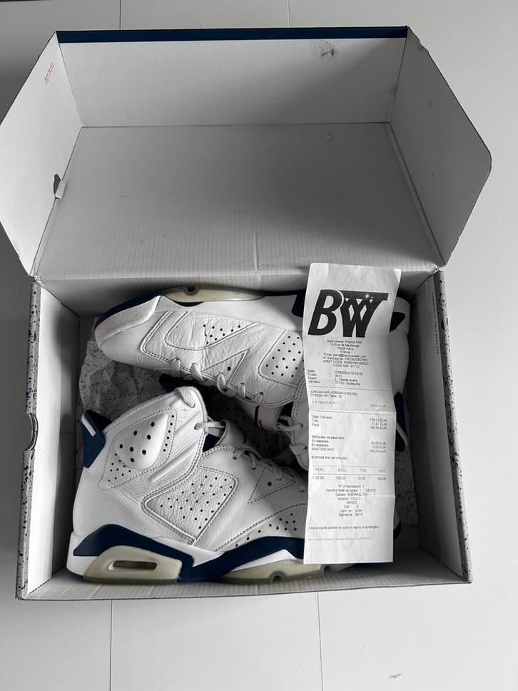 Air Jordan Retro 6 “Midnight Navy”, Kleding | Heren, Schoenen, Zo goed als nieuw, Sneakers, Wit, Ophalen of Verzenden
