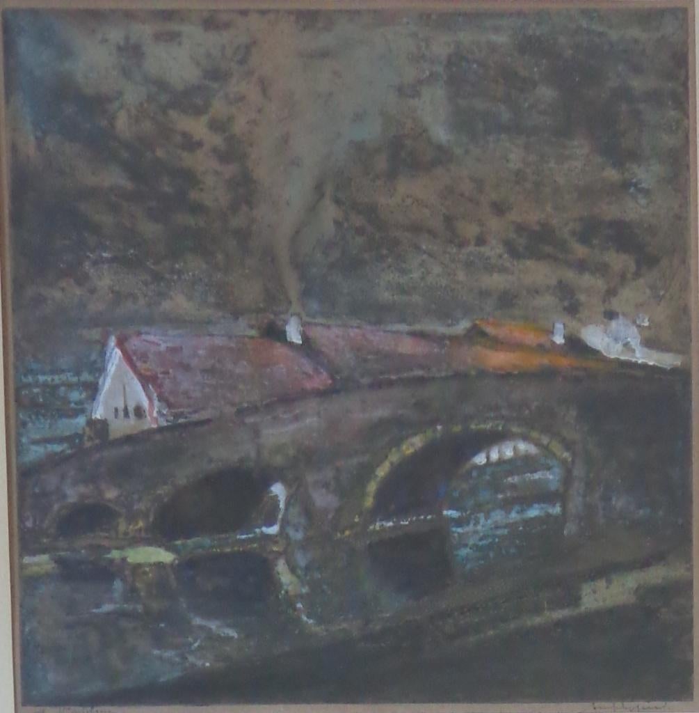 ANTOINE SCHYRGENS / MARTELANGE / ETS+GOUACHE / 53x50cm KADER, Enlèvement ou Envoi