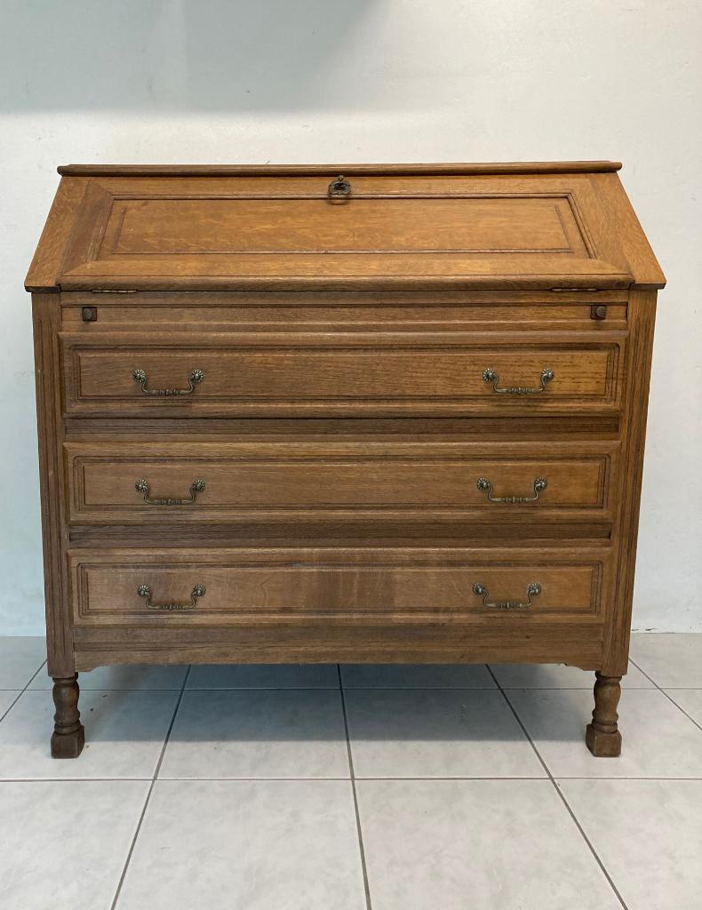 Secretaire kast eik, Enlèvement, Utilisé, Eenvoudig snijwerk, in goede staat