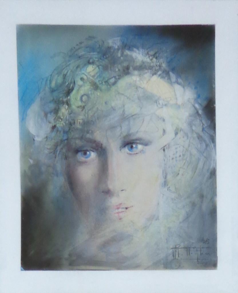 ROGER VAN BELLEGHEM / VROUWENGEZICHT ORIGINEEL 73x53cm KADER, Enlèvement