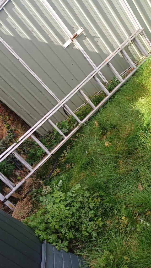 Uitschuifbare aluminum ladder te koop, Ophalen, Ladder