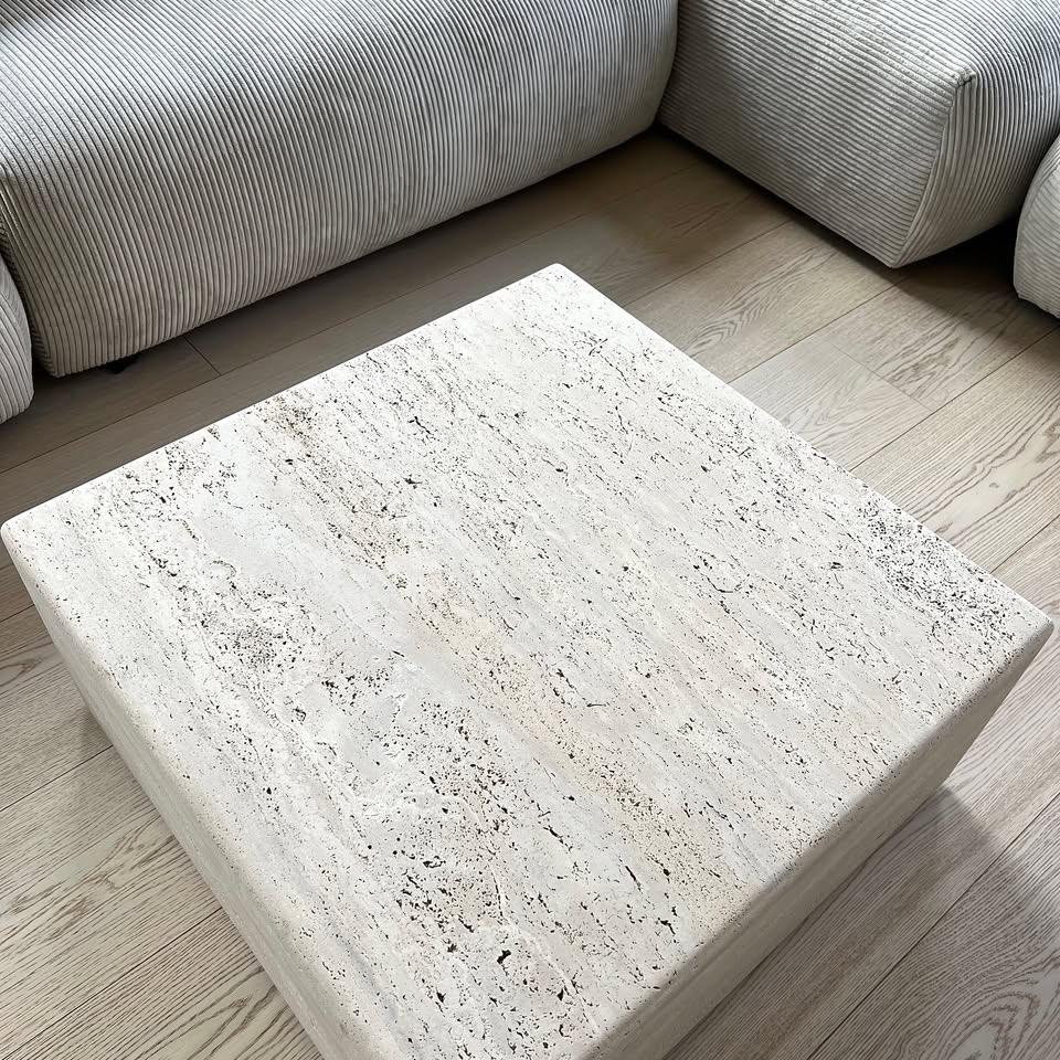 Nieuwe travertin salontafel, Ophalen, 50 tot 100 cm, Nieuw, 50 tot 100 cm