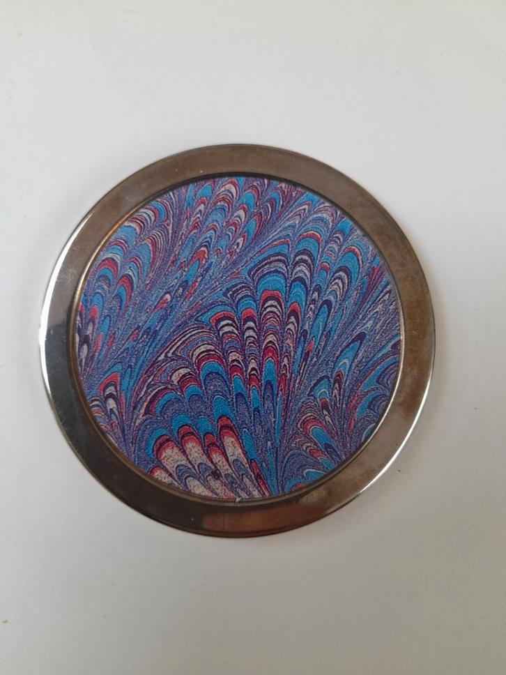 Oude kleine zakspiegel, Antiek en Kunst, Antiek | Spiegels, Rond, Ophalen of Verzenden