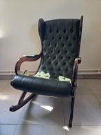Vintage groene lederen schommelstoel, 75 à 100 cm, Enlèvement, Utilisé, 50 à 75 cm