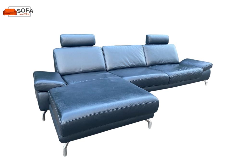 Henders & Hazel Zwarte Hoekzetel –Gratis levering  BE, Minder dan 75 cm, Hoekbank, Leer, Ophalen of Verzenden