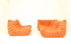 Togo set 3 pièces sofa ans chairs orange fabric, Verzenden