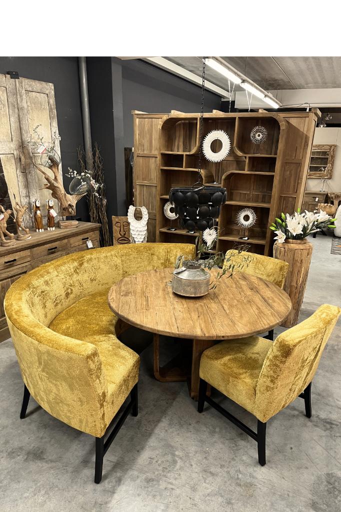 Ronde eetkamerbank + 2 stoelen, Twee, Overige kleuren, Nieuw, Ophalen of Verzenden