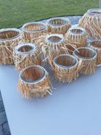 11 Glazen potten met rieten rokje, Tuin en Terras, Bloempotten, Ophalen