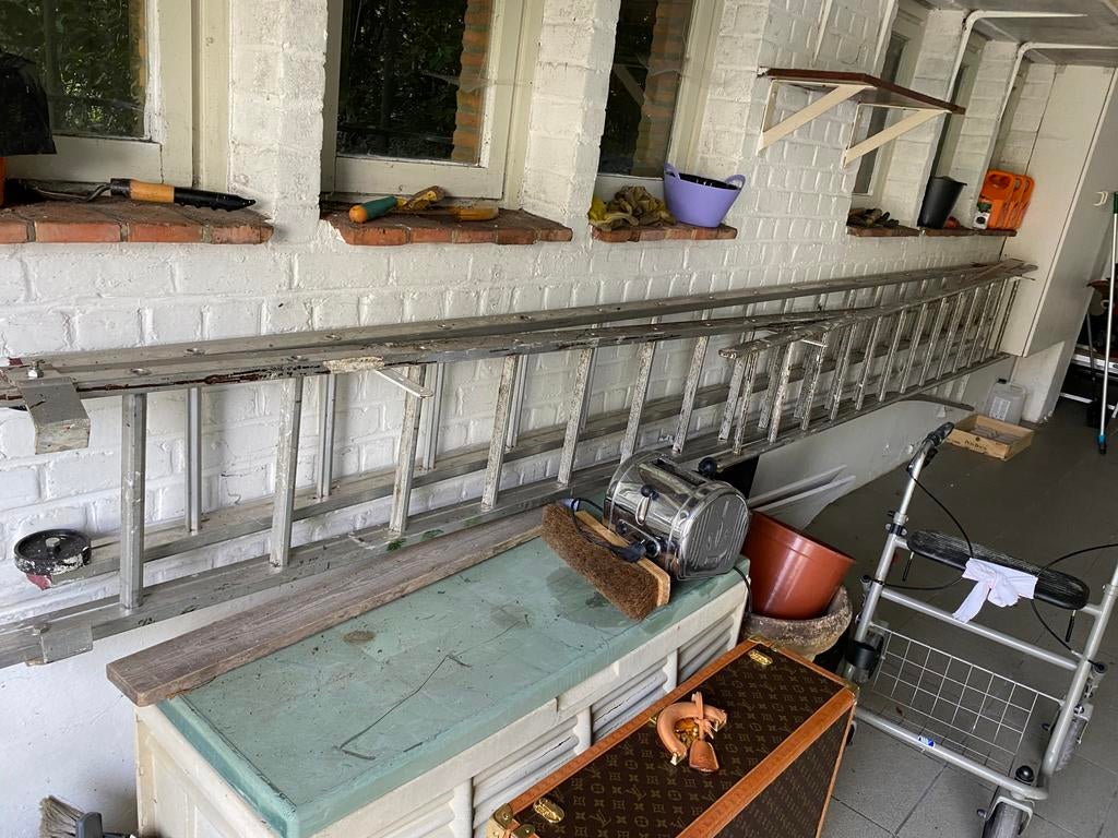 Lange aluminium ladder, Ophalen, Gebruikt, Ladder, Opvouwbaar of Inschuifbaar