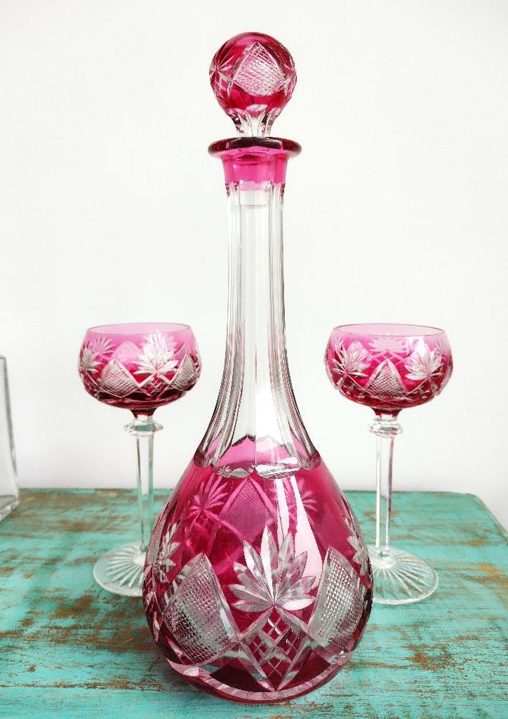 Val St Lambert ronde karaf Berncastel en twee glazen, Antiek en Kunst, Antiek | Glaswerk en Kristal, Ophalen of Verzenden