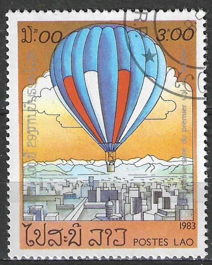 Laos 1983 - Yvert 478 - Luchtballonnen - 3 k. (ST), Verzenden, Gestempeld