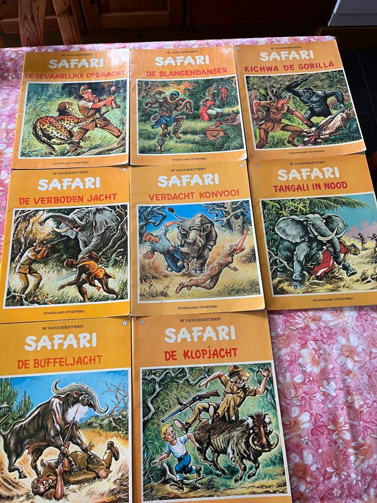 8 Safari Strips - Willy Vander Steen - 1e druk, Boeken, Meerdere stripboeken, Ophalen of Verzenden, Gelezen, Willy Vandersteen