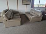 TAUPE BUFFELLEDEREN SALON 3 EN 2 ZIT, Ophalen, Gebruikt