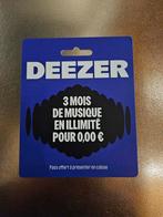 Abonnement DEEZER de 3 mois, Enlèvement ou Envoi, Neuf, Carte prépayée