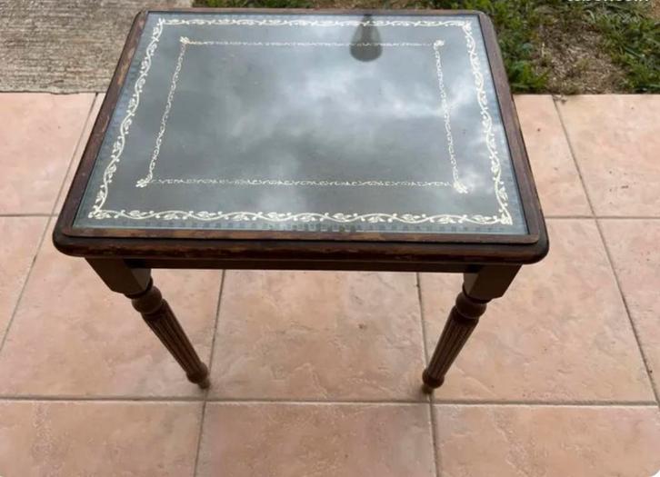 Vintage antieke antieke tafel met leren marqueterie, Antiek en Kunst, Antiek | Meubels | Tafels, Ophalen